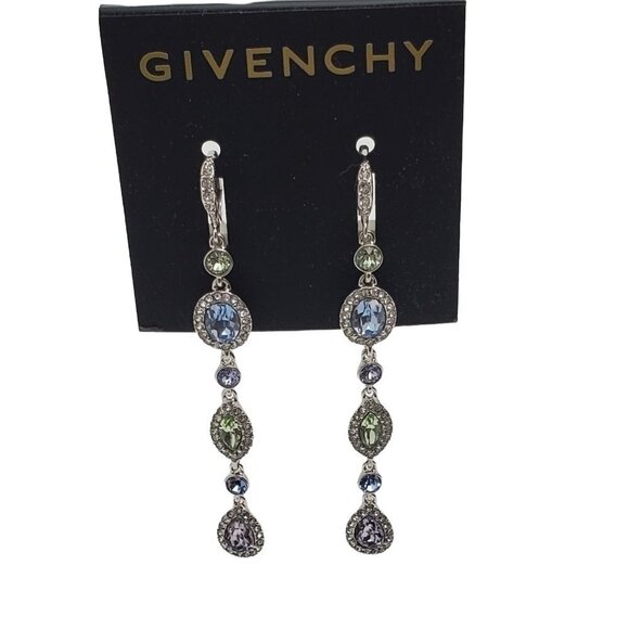Givenchy Oval & Marquise Halo Stone Drop Linear Earrings - Picture 1 of 4